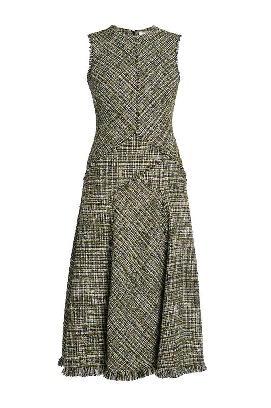 Tweed Sleeveless Midi Dress