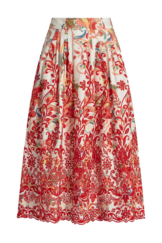 Embroidered Midi Skirt