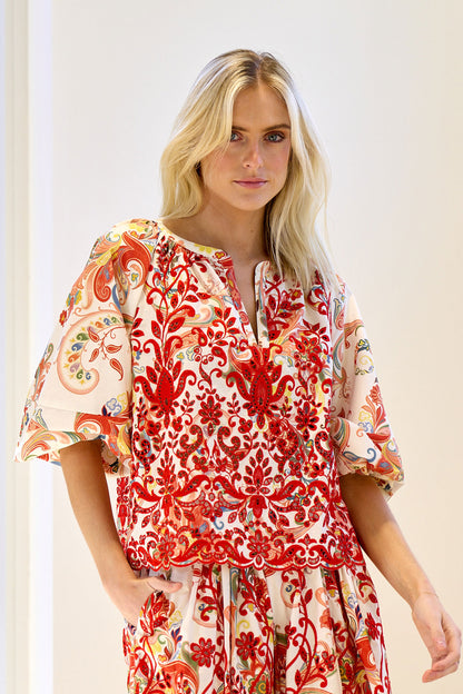 Embroidered Poplin Blouse