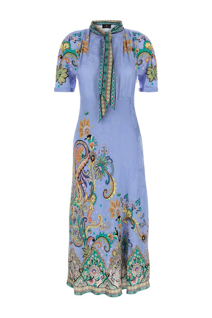 Paisley Satin Midi Dress