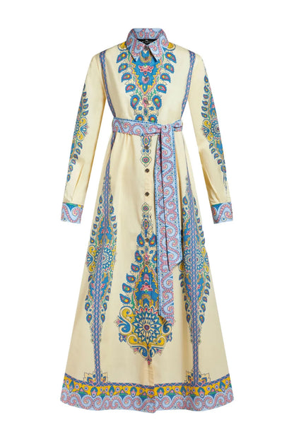 Printed Cotton Blend Shirt Dress