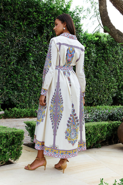 Printed Cotton Blend Shirt Dress