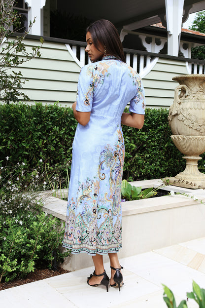 Paisley Satin Midi Dress