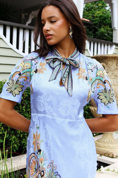 Paisley Satin Midi Dress