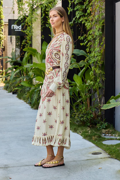 Paisley L/S Midi Dress