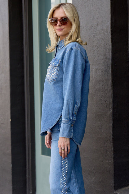 Oversized Pearl Studded Shirt