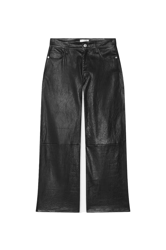 Slim Palazzo Crop Leather Trouser