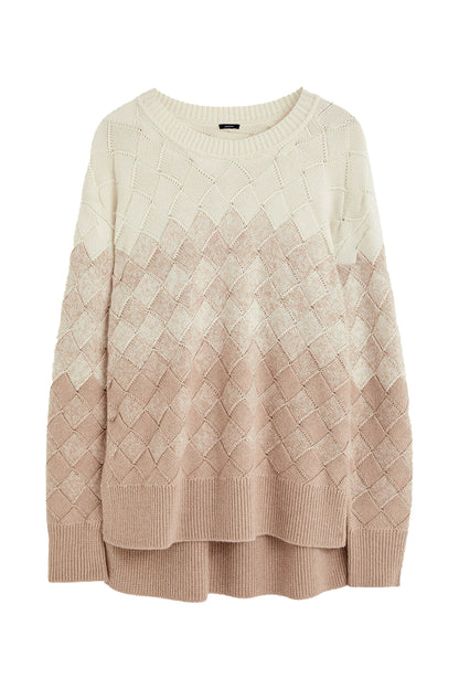 Round Neck Weave Knit Sweater