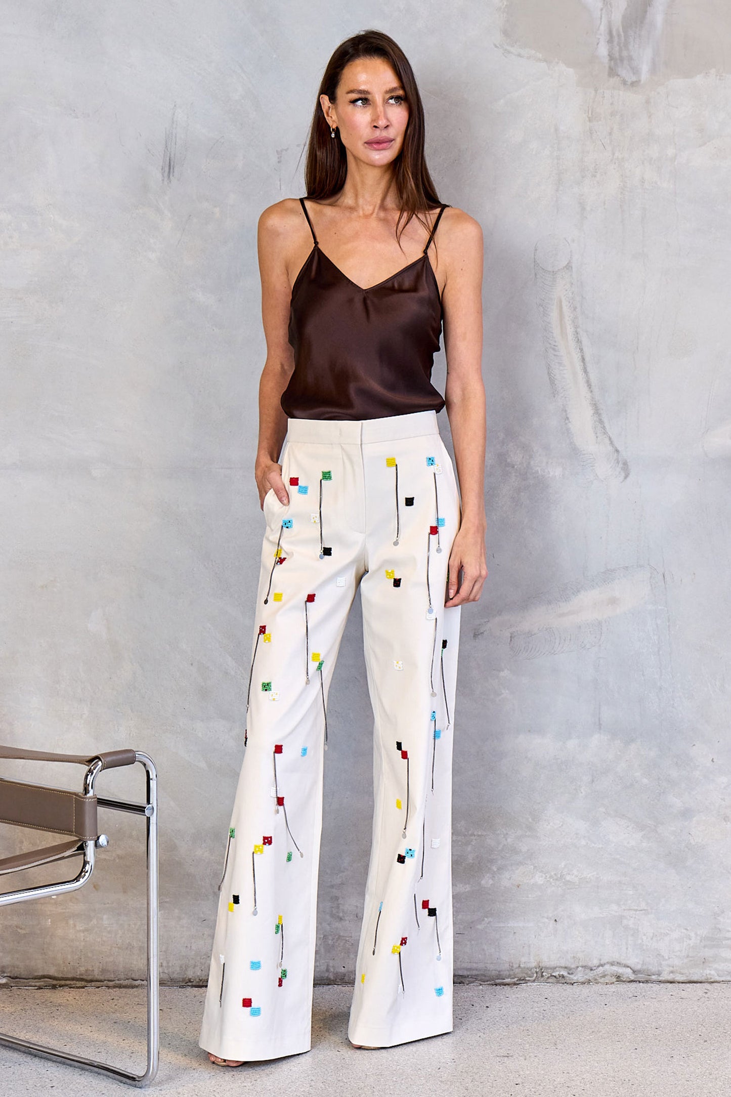 Beaded Wide Leg Pants