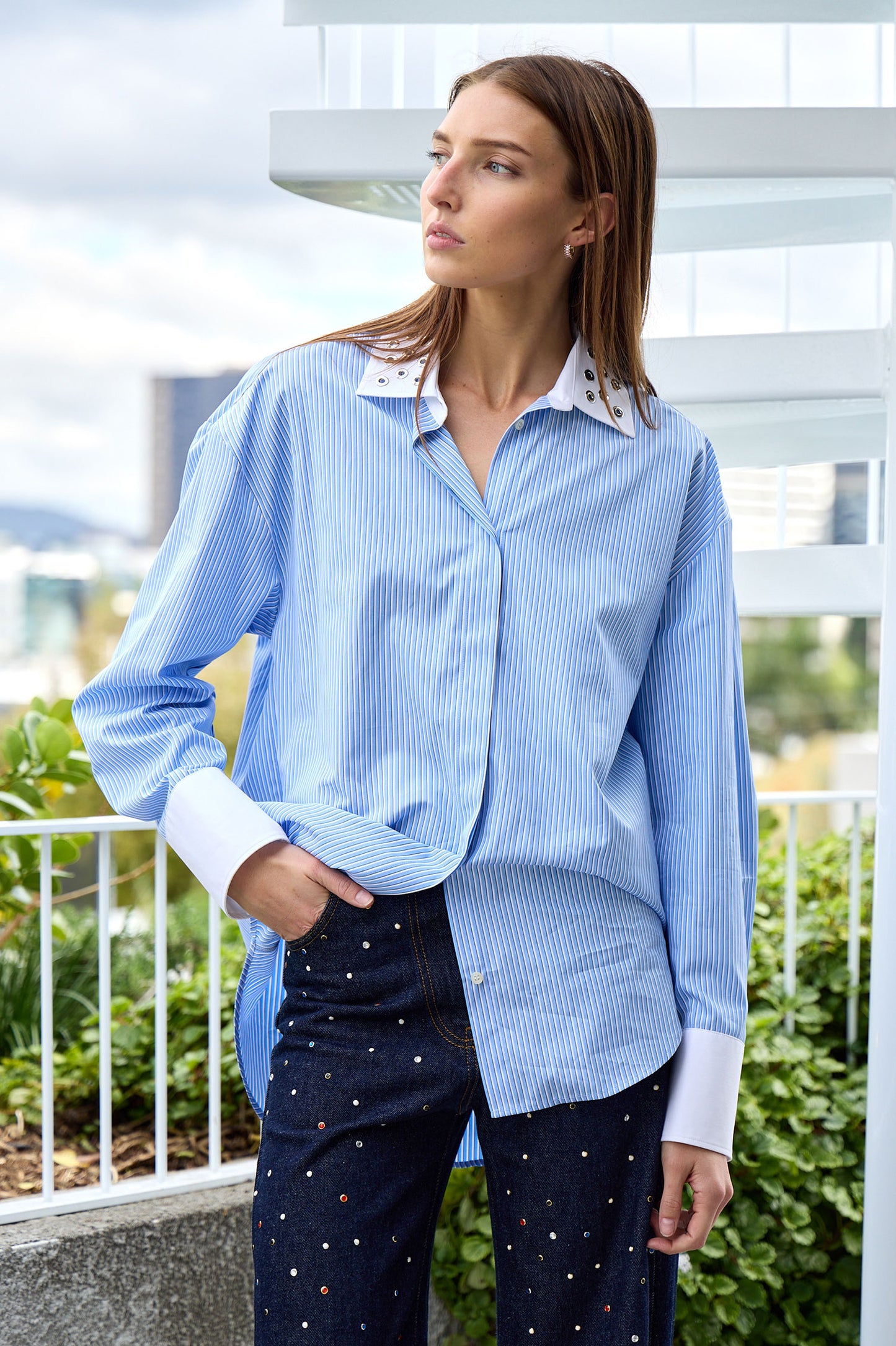 Studded Poplin Shirt