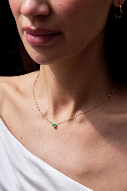 Small Emerald Solitaire Necklace