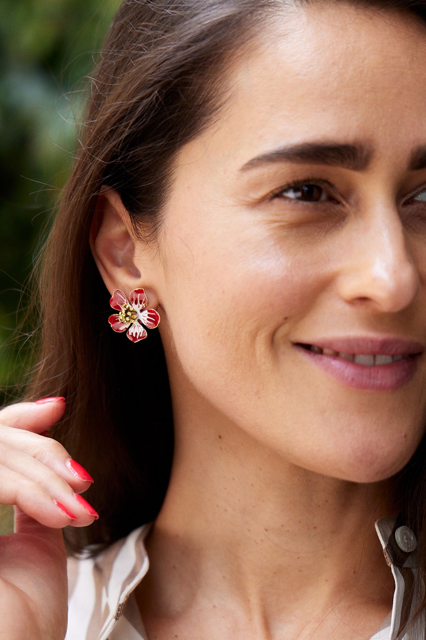 Hand Painted Flower Earring