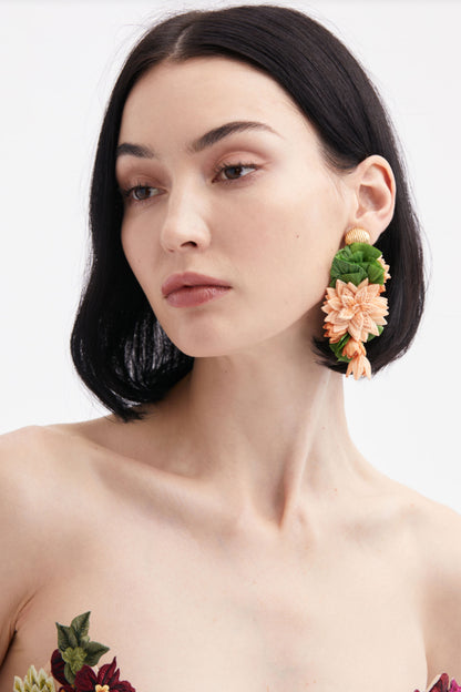 Raffia Floral Cascading Earring