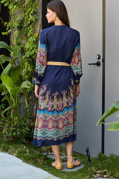 Placed Paisley L/S Midi Dress