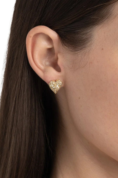 Pave Heart Stud Earring