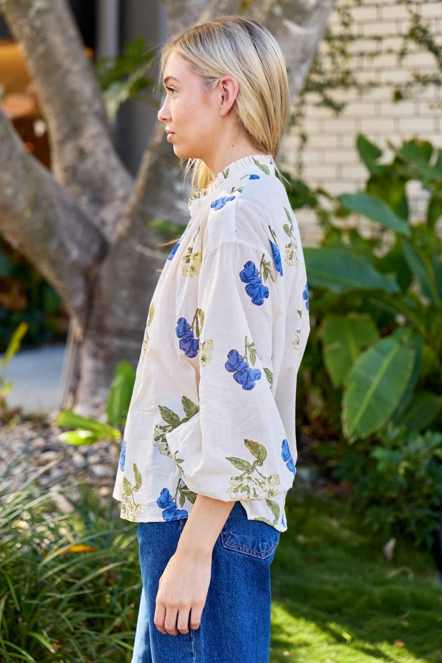 Poet Blueberry Flora Blouse