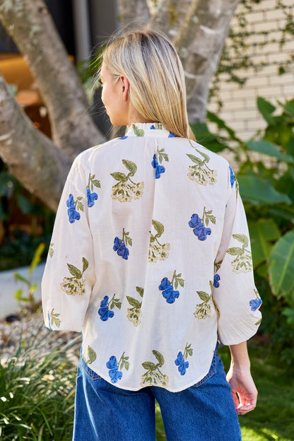 Poet Blueberry Flora Blouse