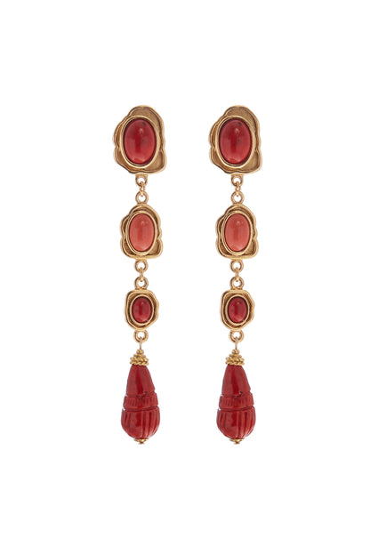 Coral Stone Drop Earrings