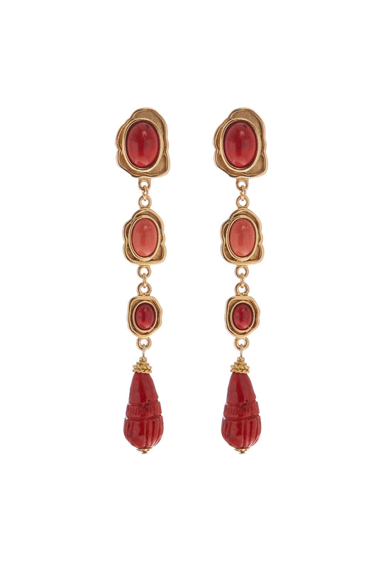 Coral Stone Drop Earrings