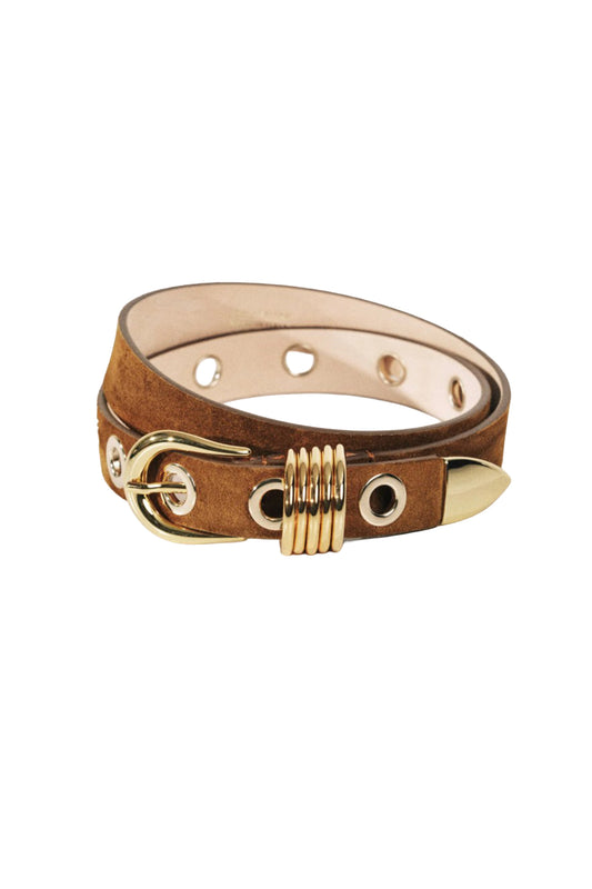 10 Rivet Suede Gold Belt