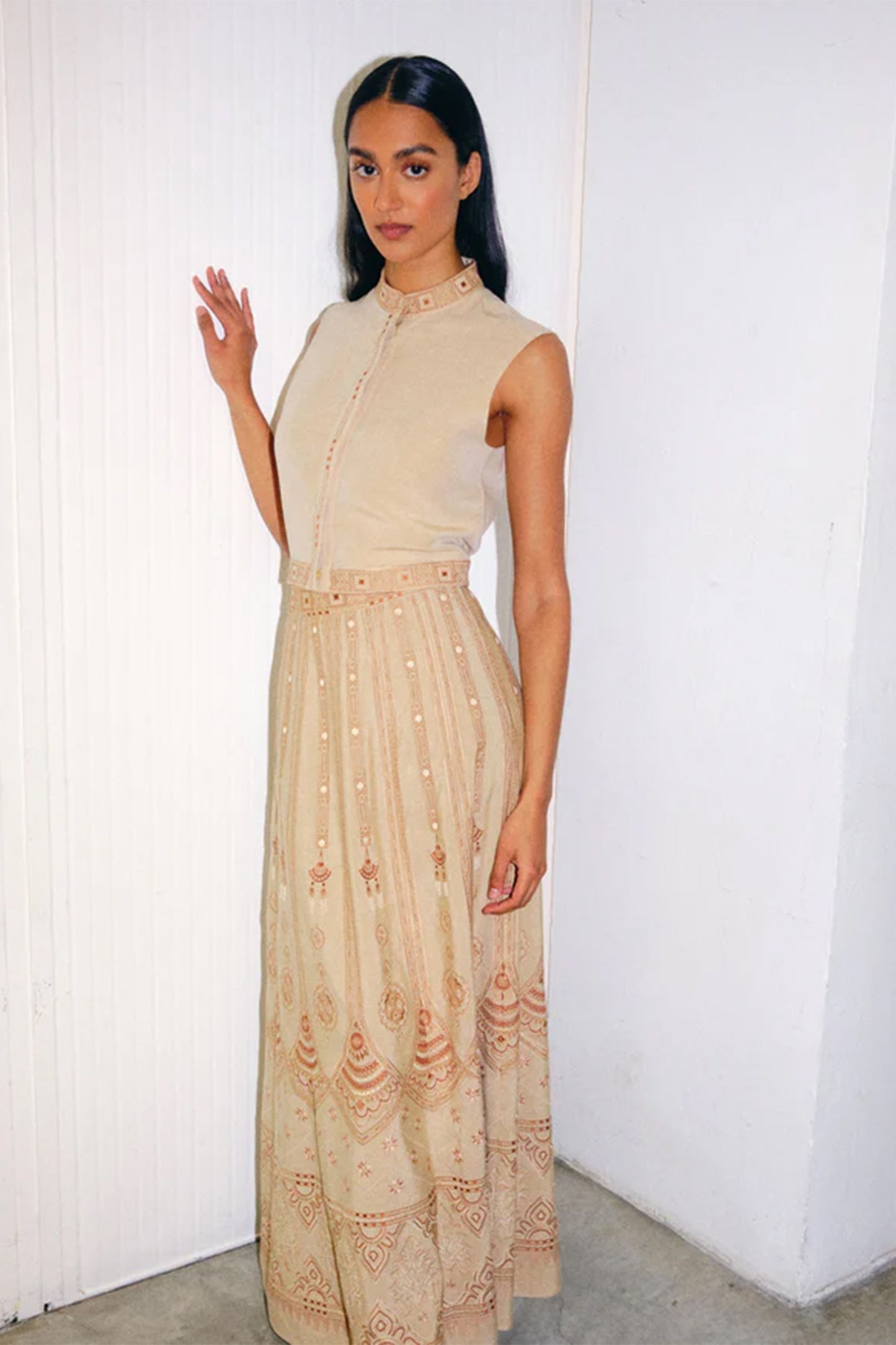 Camille Meridiana Embroidered Skirt