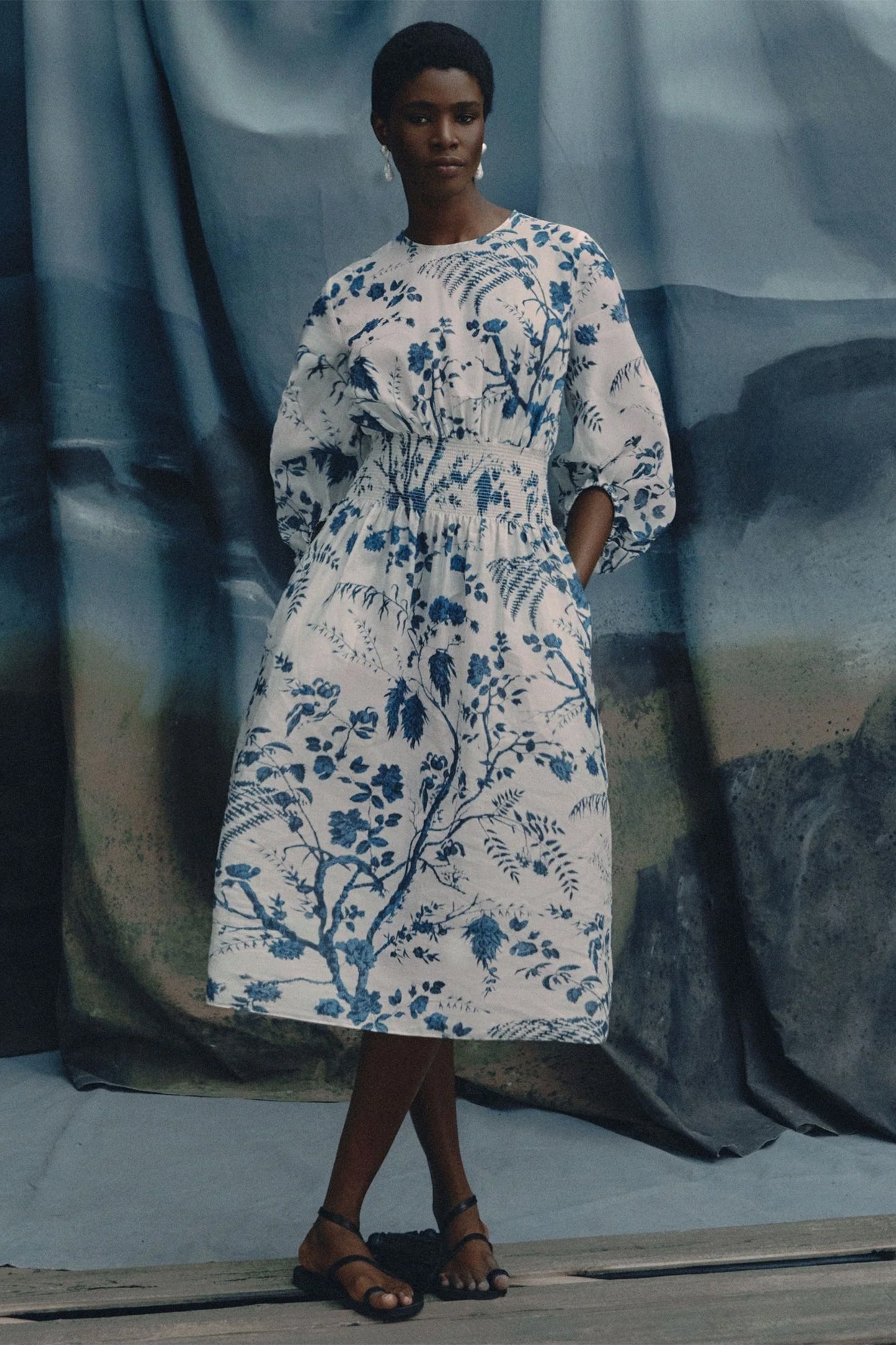 Botanical Fit and Flared Midi Dress