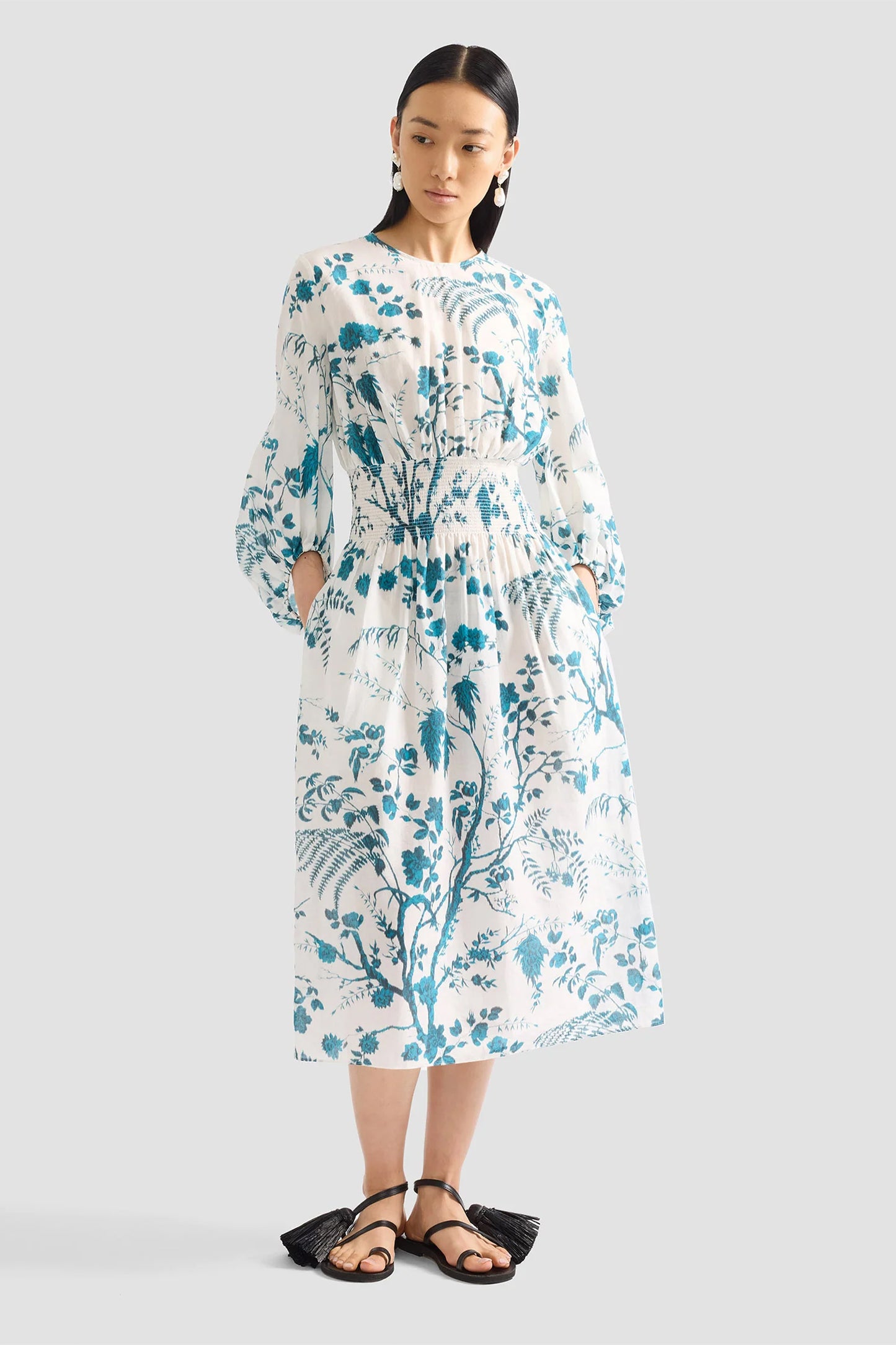 Botanical Fit and Flared Midi Dress