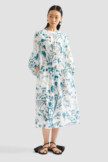 Botanical Fit and Flared Midi Dress