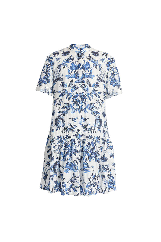 Crinkled Jacquard Mini Shirt Dress