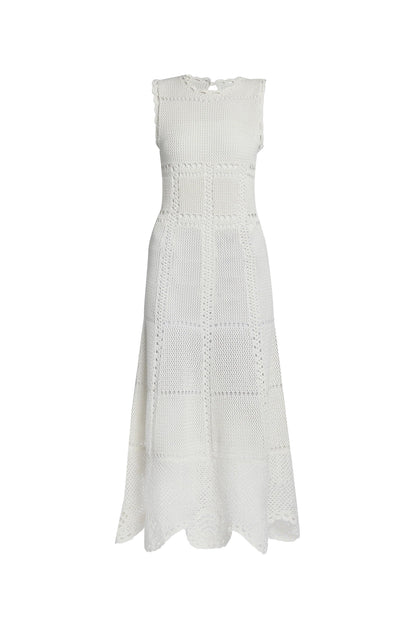 Crochet Fit and Flared Midi Dress