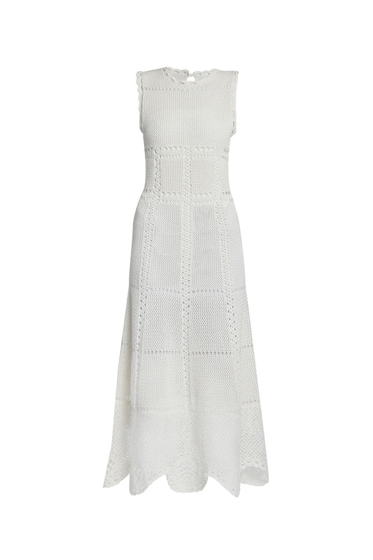 Crochet Fit and Flared Midi Dress