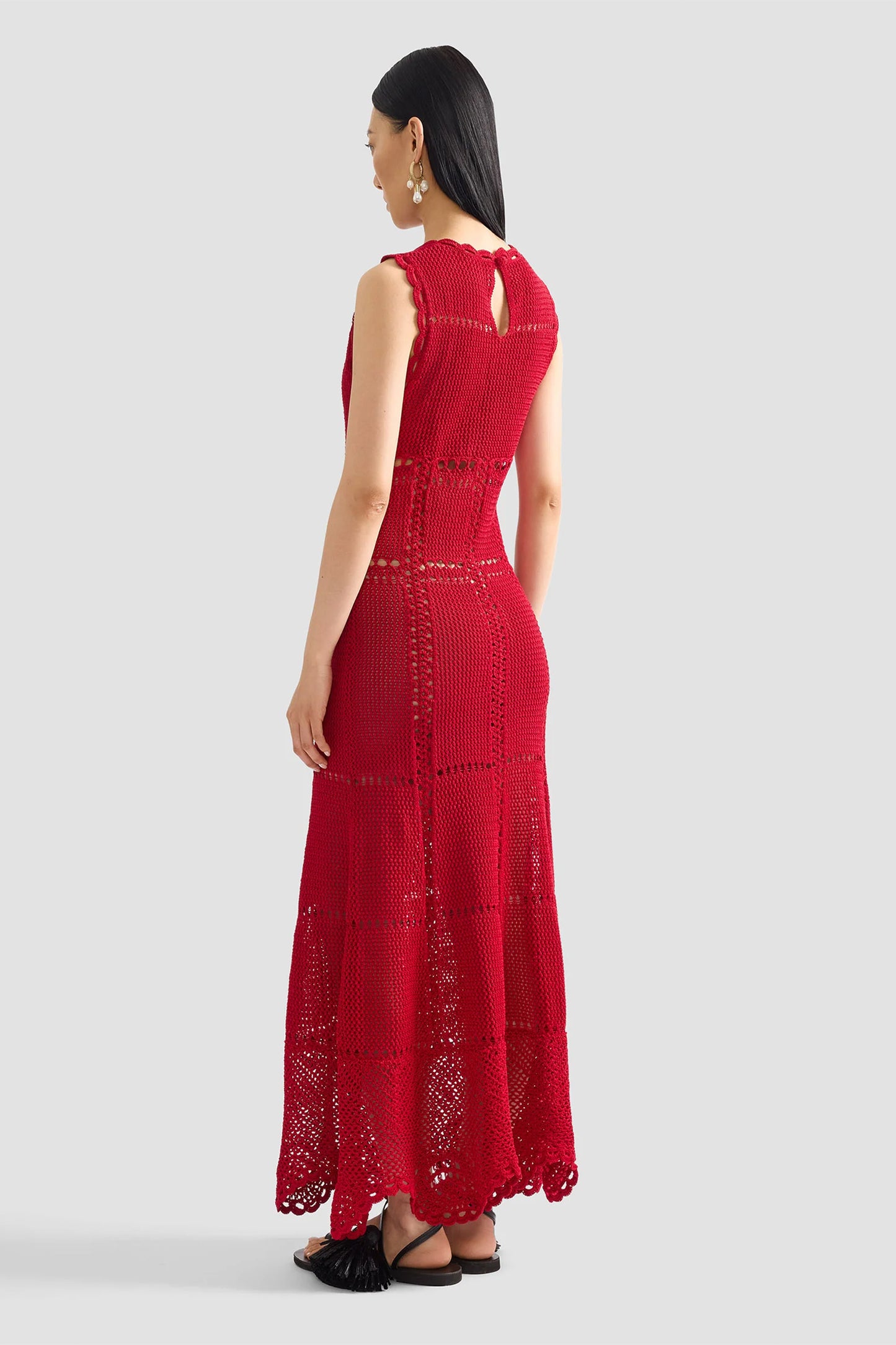 Crochet Fit and Flared Midi Dress
