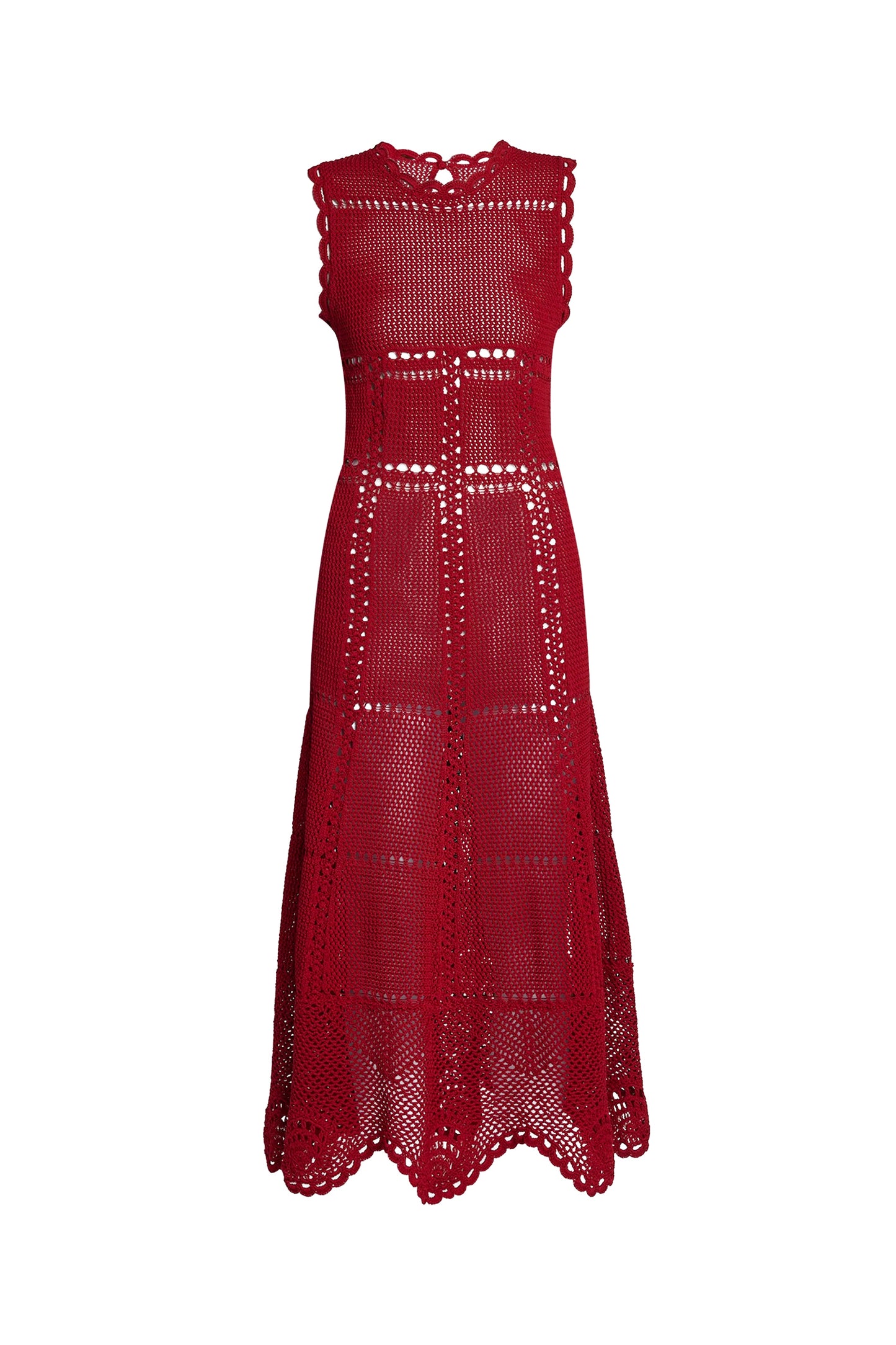 Crochet Fit and Flared Midi Dress