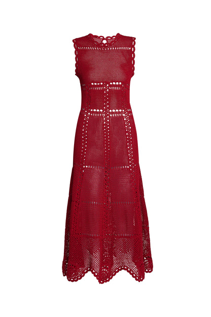 Crochet Fit and Flared Midi Dress