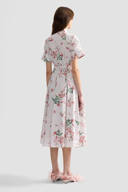 Floral Cotton Midi Pleated Skirt