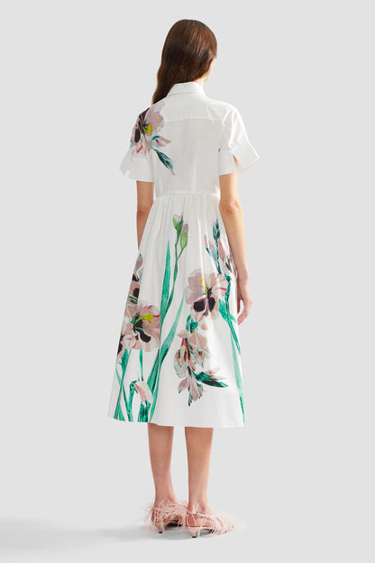 Floral Cotton Short Sleeve Midi Dress