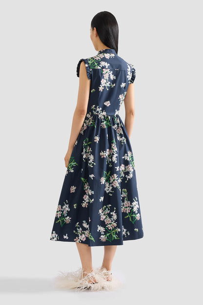 Floral Cotton Sleeveless Midi Dress