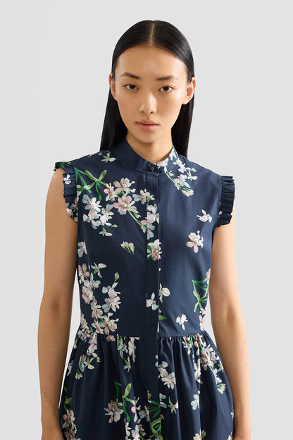 Floral Cotton Sleeveless Midi Dress