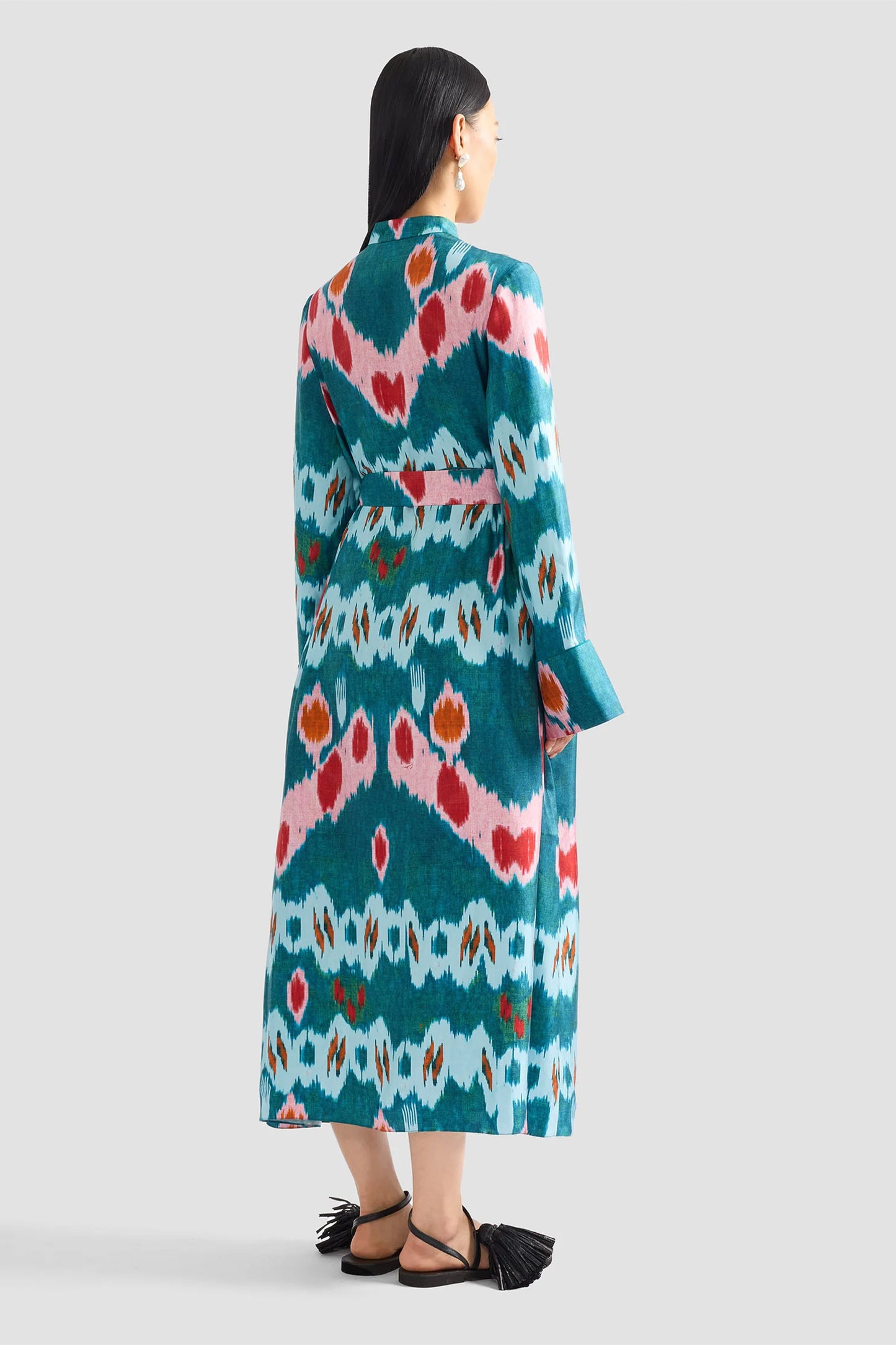 Ikat Tie-Waist Midi Dress