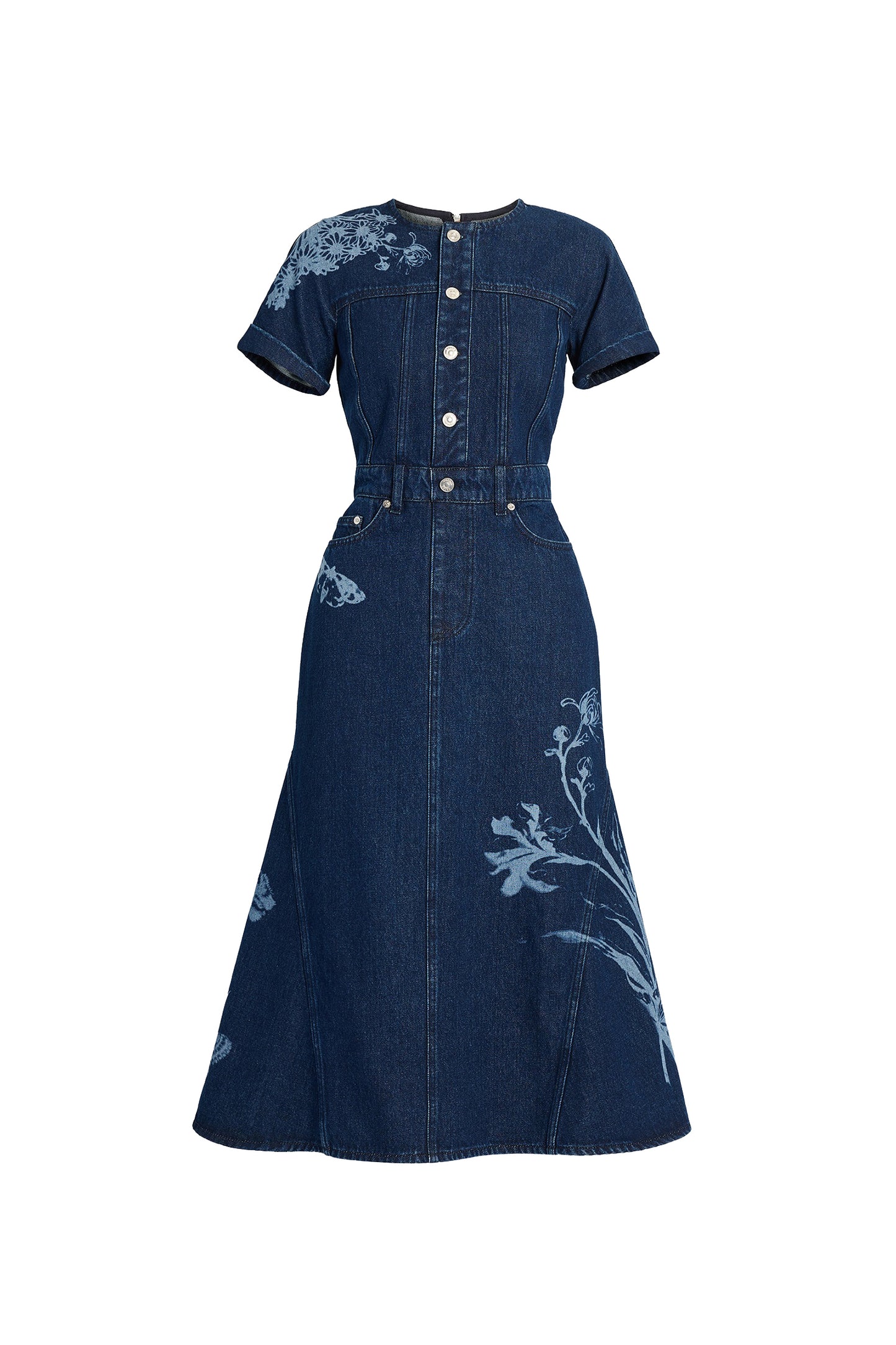 Indigo Denim Short Sleeve Midi Dress