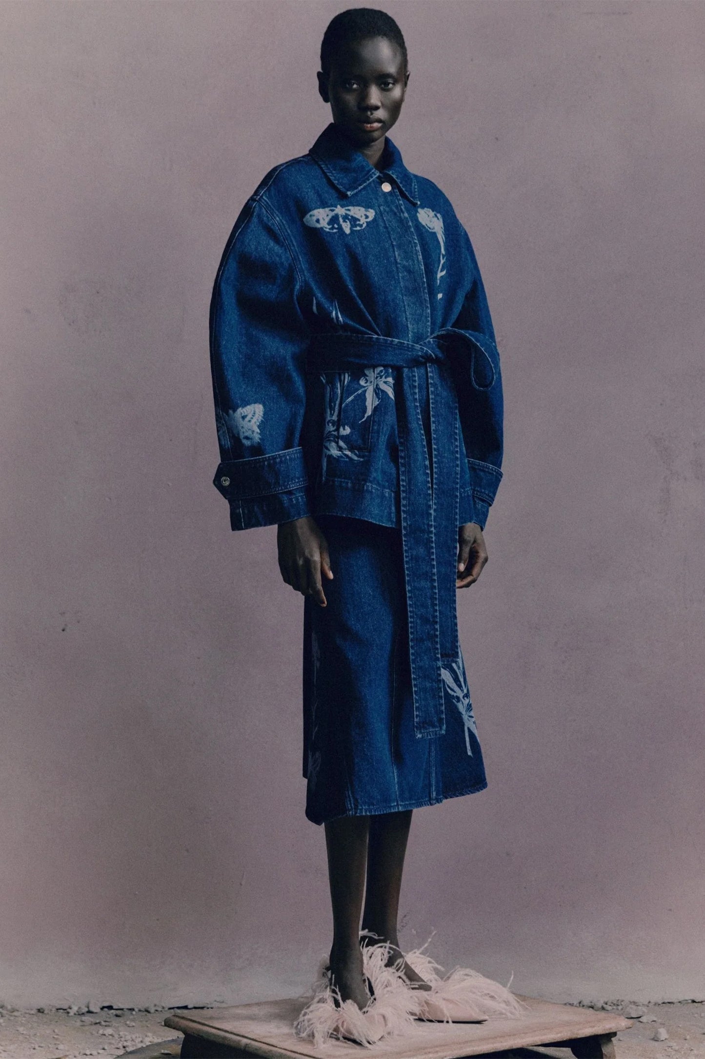 Indigo Denim Short Sleeve Midi Dress