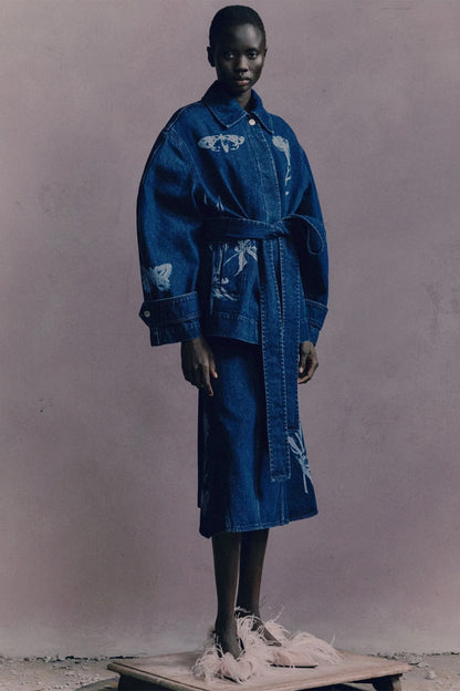 Indigo Denim Short Sleeve Midi Dress