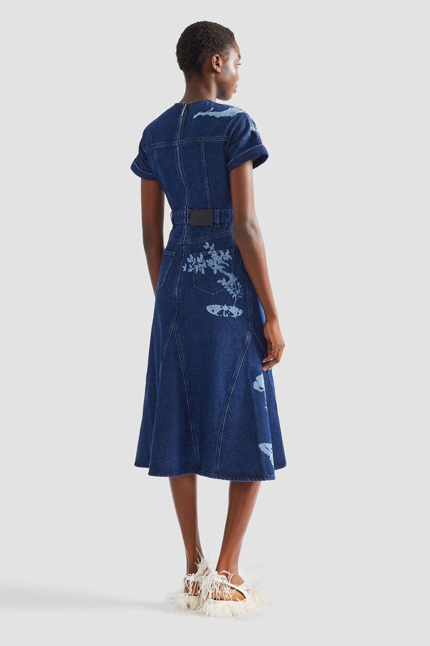 Indigo Denim Short Sleeve Midi Dress