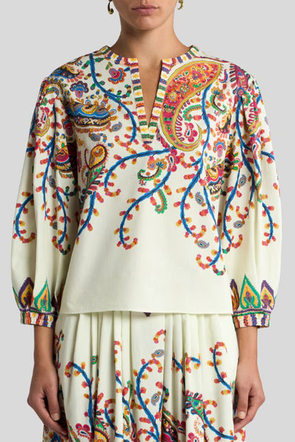 Boxy Fit Top with Puff Sleeves