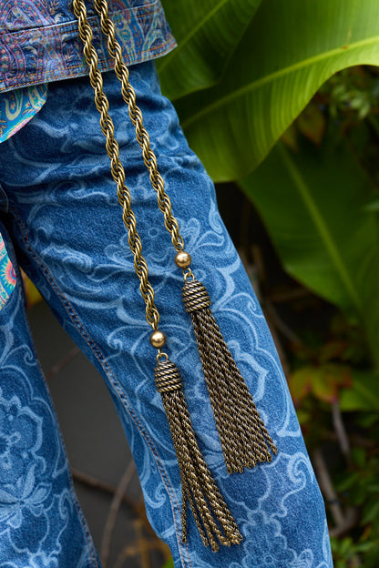 Braided Metal Tassel Belt