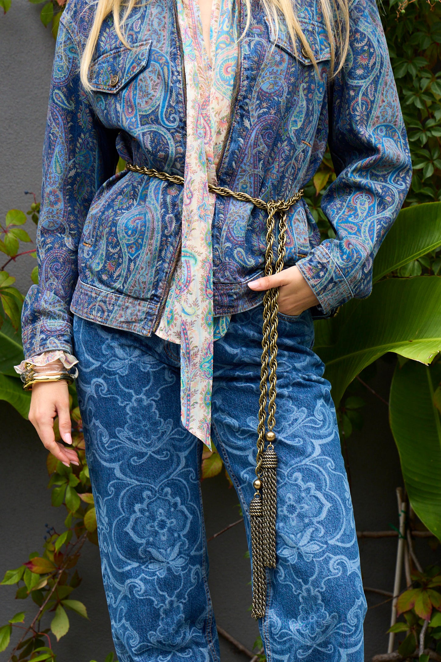 Braided Metal Tassel Belt