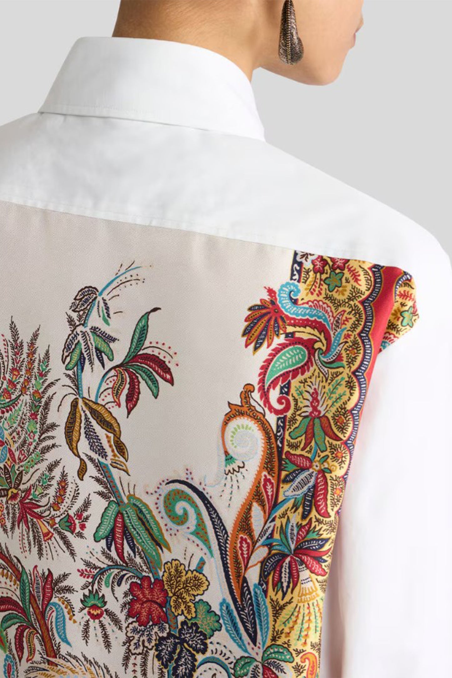 Cotton Silk Shirt with Paisley Print Back