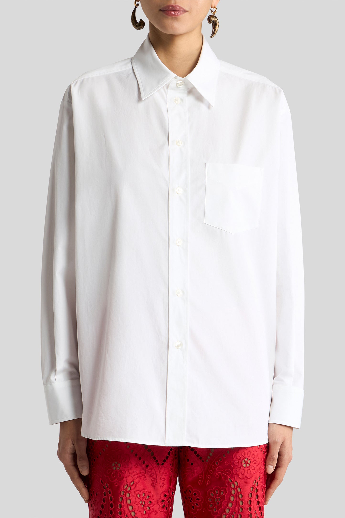 Cotton Silk Shirt with Paisley Print Back