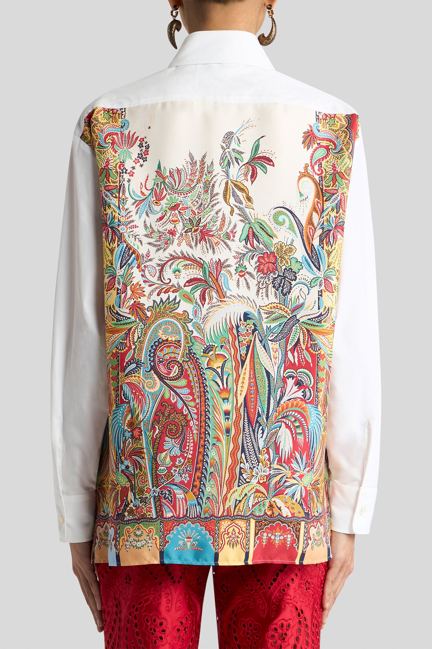 Cotton Silk Shirt with Paisley Print Back