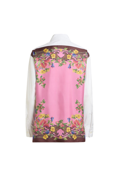 Cotton Silk Shirt with Printed Back